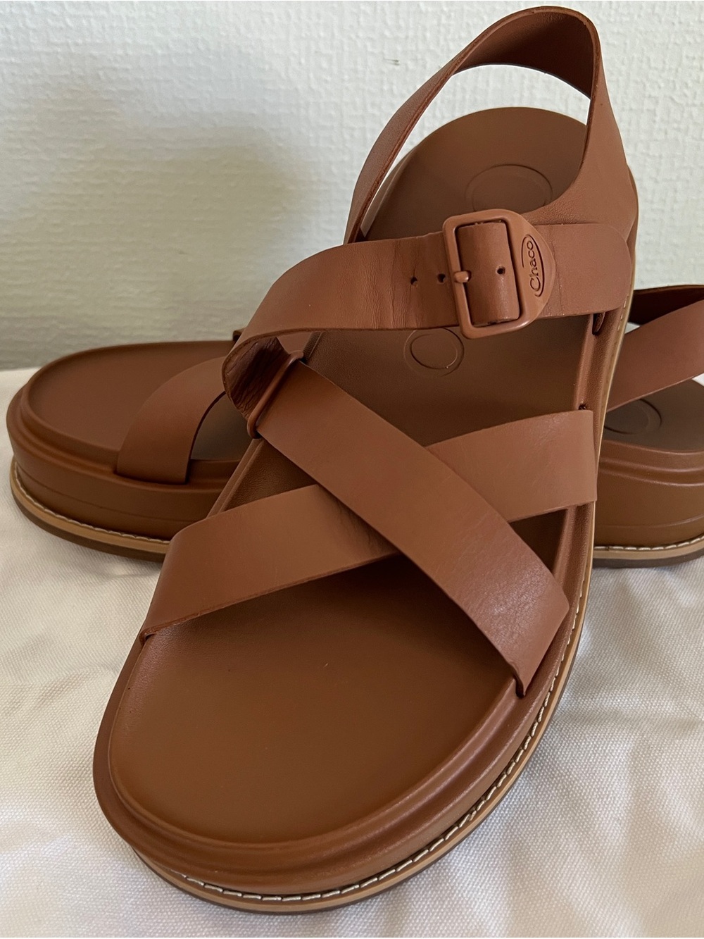 Chaco Townes Midform sandals, tan/brown strappy sandal, platform sandal - Picture 7 of 11